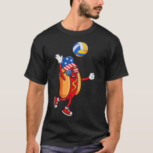 Hotdog Playing Volleyball Usa Independence Day T-Shirt