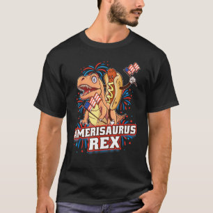 Hotdog Rex Dinosaur 4th of July Amerisaurus 1 T-Shirt