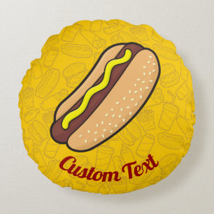Hotdog Round Pillow
