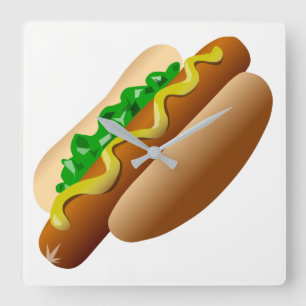 Hotdog Square Wall Clock