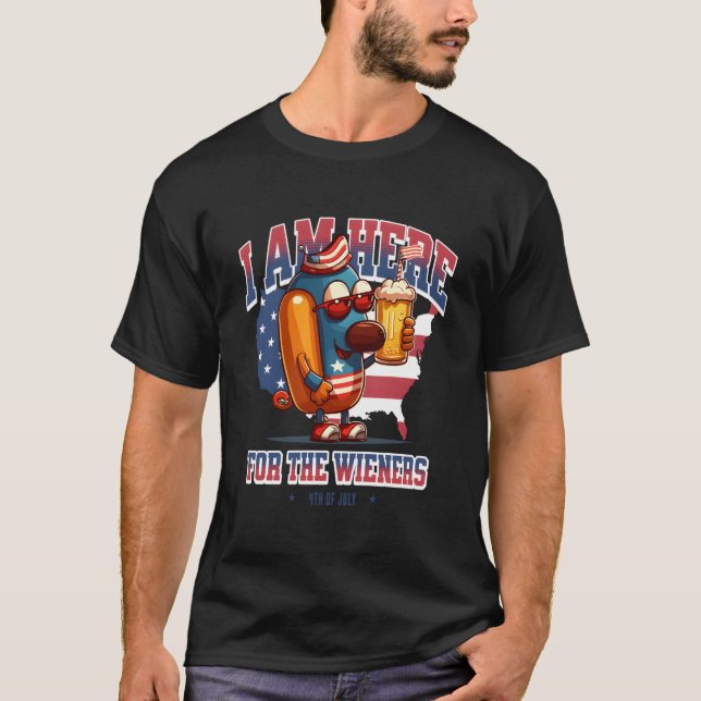 Hotdog Wiener 4Th Of July Patriotic T-Shirt (Front)
