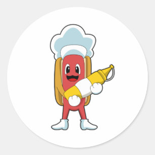 Hotdog with Mustard Classic Round Sticker