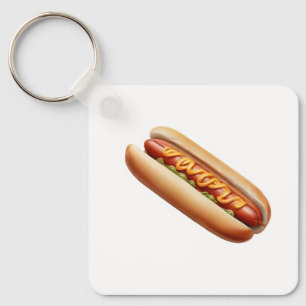 Hotdog with mustard keychain