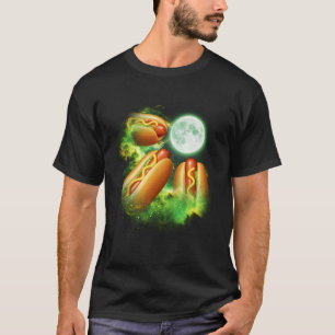 Hotdogs Howling at The Moon Green tie dye 3 Hotdog T-Shirt