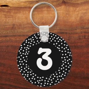 Hotel Airbnb Room Number Modern Cute Polka Dot  Keychain