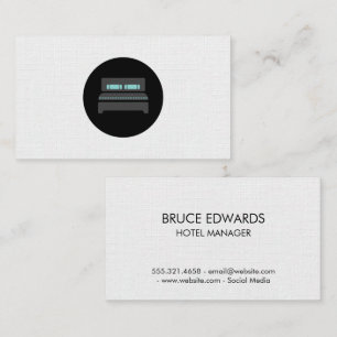 Hotel Bed Icon   Linen Pattern Business Card