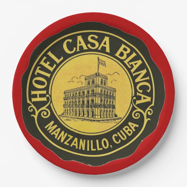 Hotel Casa Blanca Paper Plate (Front)