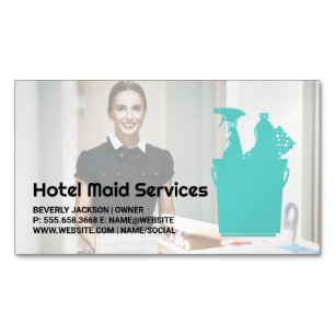 Hotel Cleaner   Maid Services Magnetic Business Card