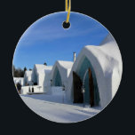 Hotel de Glace, Quebec, Canada Ceramic Ornament<br><div class="desc">While on our trip to Quebec, we visited the Hotel de Glace which is the only ice hotel in North America! Each room has a different theme & the ice & snow sculptures are so pretty! Even the furniture is made of ice! It was such an amazing experience to see...</div>
