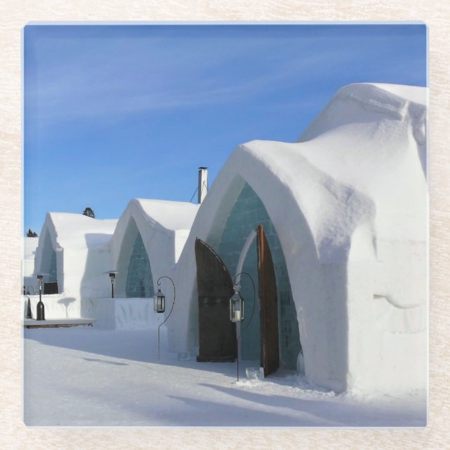 Hotel de Glace, Quebec, Canada Glass Coaster (Front)