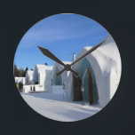 Hotel de Glace, Quebec, Canada Round Clock<br><div class="desc">While on our trip to Quebec, we visited the Hotel de Glace which is the only ice hotel in North America! Each room has a different theme & the ice & snow sculptures are so pretty! Even the furniture is made of ice! It was such an amazing experience to see...</div>