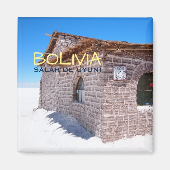 Hôtel de sel de Uyuni en Bolivie aimant texte (Devant)