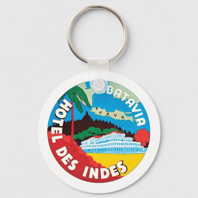 Hotel Des Indes Luggae Label Keychain (Front)