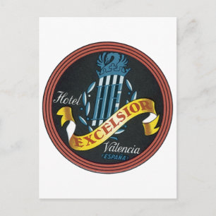 Hotel Excelsior Valencia Espana Luggage Label Postcard