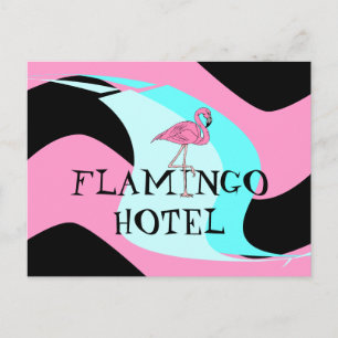 Hotel Flamant rose de style rétro Carte postale aq