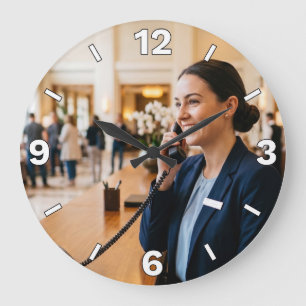 Hotel Front Desk Receptionist Phone Office Decor Large Clock