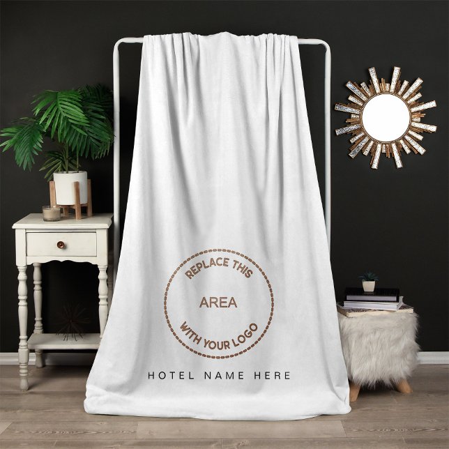 Hotel Guest House Name Logo White Fleece Blanket (Creator Uploaded)