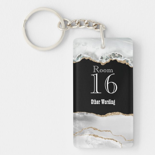 Hotel lodge resort room key agate geode crystal keychain (Front)