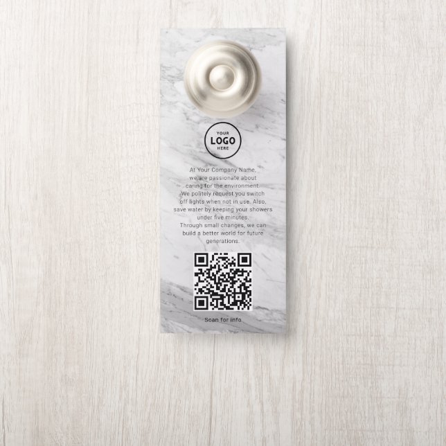 Hotel Logo QR Code Guest Information Door Hanger (On Knob)