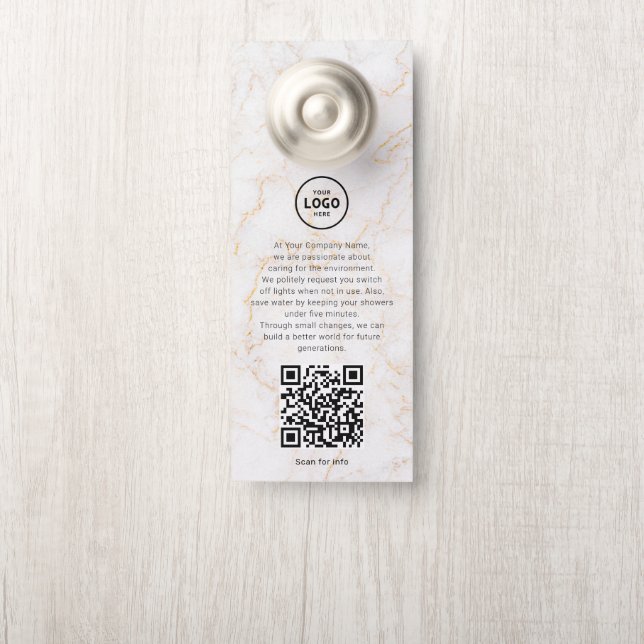 Hotel Logo QR Code Guest Information Door Hanger (On Knob)