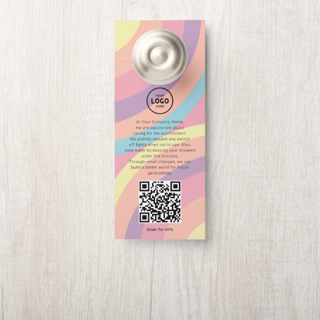 Hotel Logo QR Code Guest Information Door Hanger (On Knob)