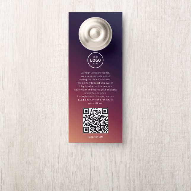 Hotel Logo QR Code Guest Information Door Hanger (On Knob)