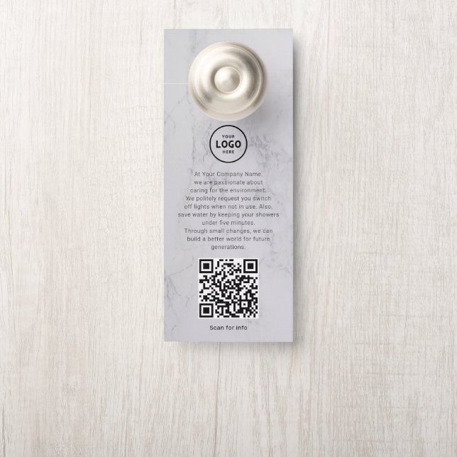 Hotel Logo QR Code Guest Information Door Hanger (On Knob)