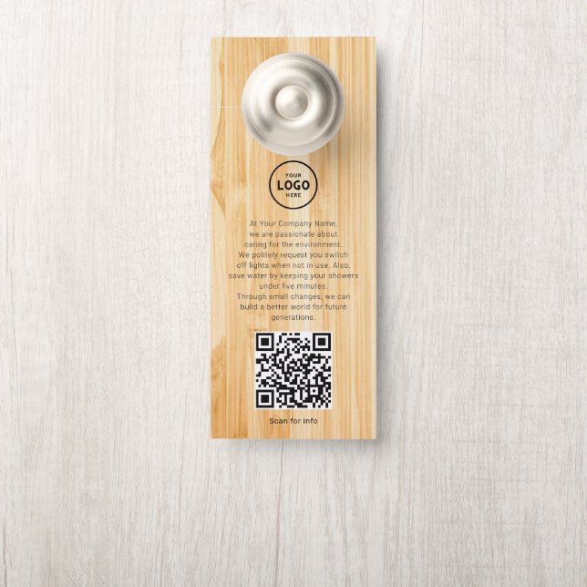 Hotel Logo QR Code Guest Information Door Hanger (On Knob)