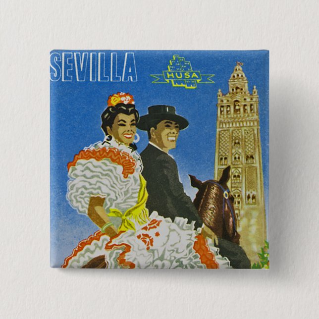Hotel Madrid 2 Inch Square Button (Front)