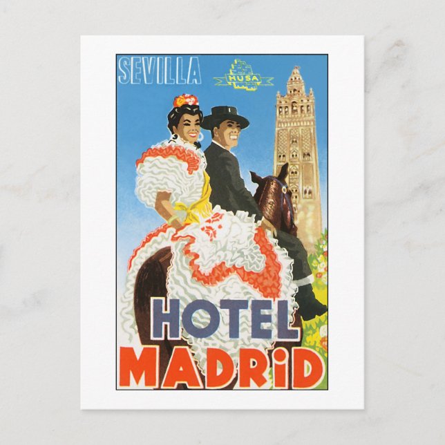 Hotel Madrid Vintage Travel Poster Postcard (Front)