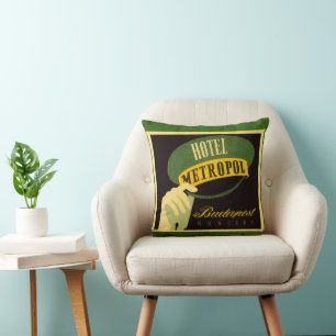 Hotel Metropol Budapest Hungary Bellhop Hat Throw Pillow