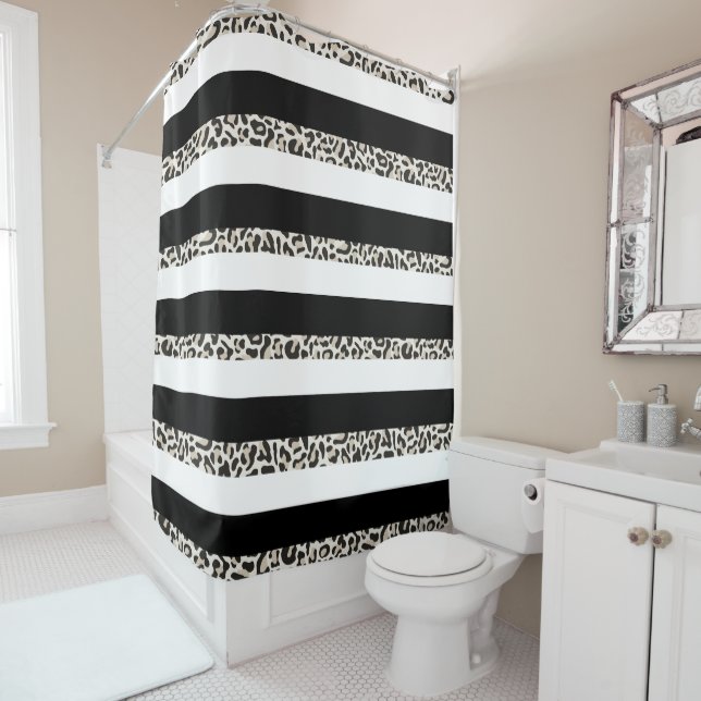 Hotel Monogram Black Rose Gold White Striped Bath  (In Situ)