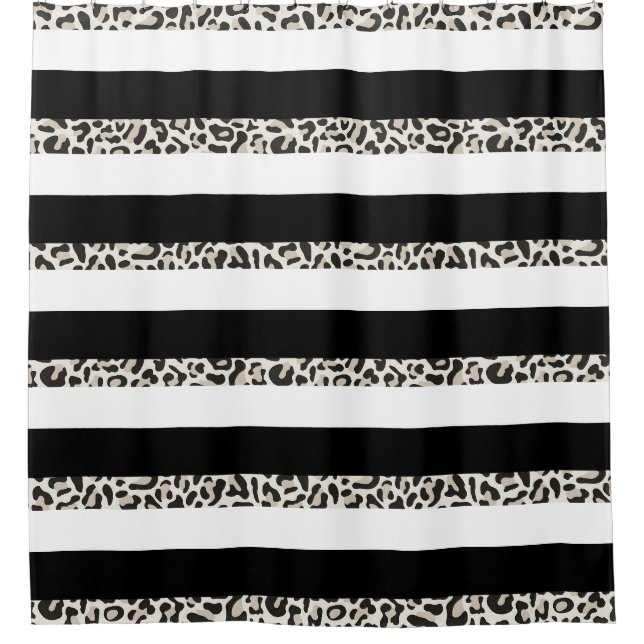 Hotel Monogram Black Rose Gold White Striped Bath  (Front)