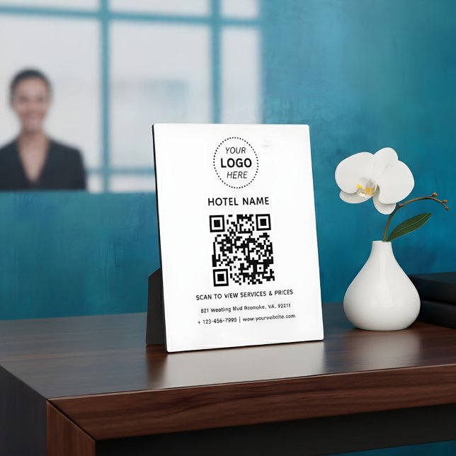 Hotel Name Logo & QR code Services Prices Details Plaque (Creator Uploaded)