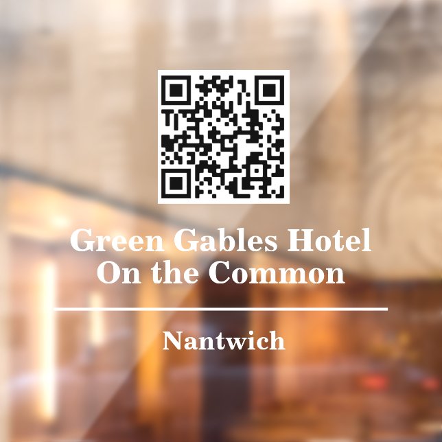 Hotel or Restaurant Name with QR Code Window Cling (Sheet 2)