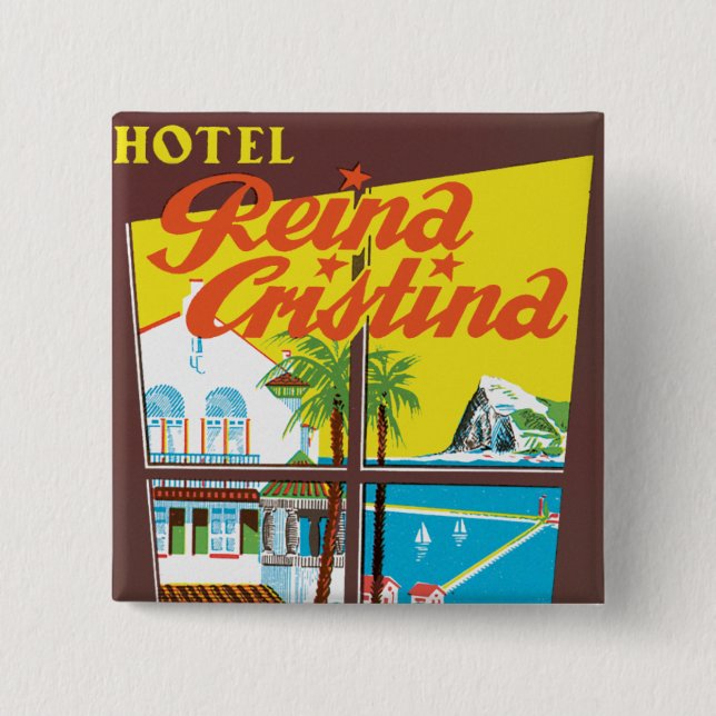 Hotel Reina Cristina ~ Algeciras 2 Inch Square Button (Front)