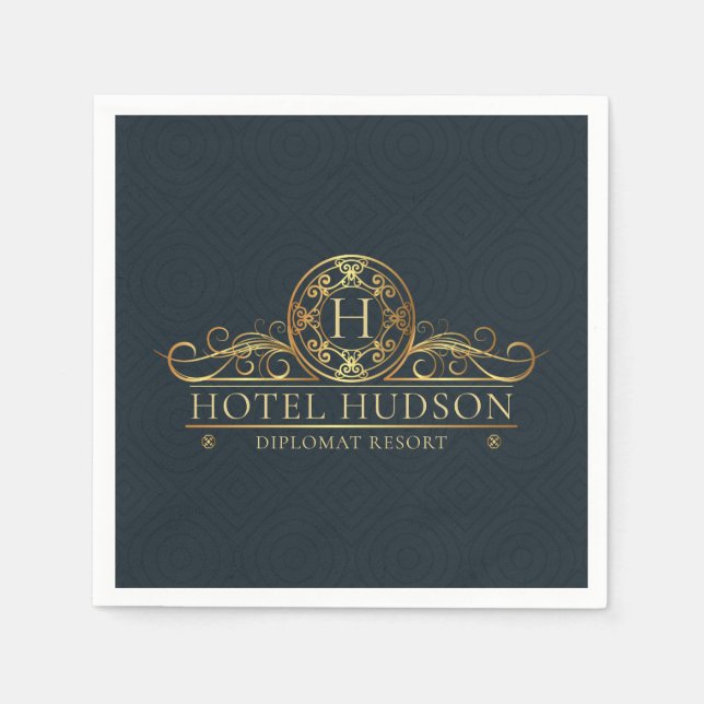 Hotel Resort Branding Luxury Monogrammed Napkin (Front)