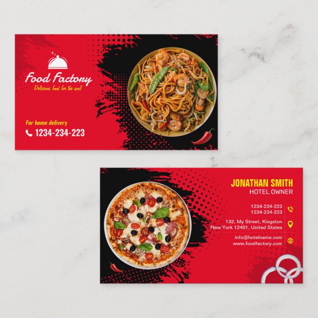 Hôtel, Restaurant, Café, Carte de visite alimentai (Devant / Derrière)