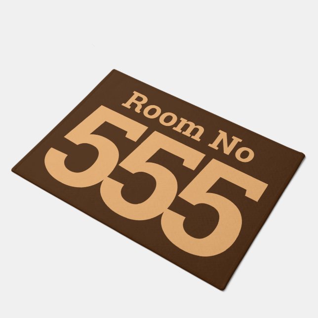 Hotel Room 3 Digit Number in Bold on a  Doormat (Angled)