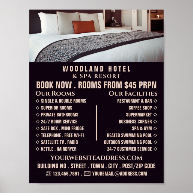 Hotel Room, Hotel Accommodation Advertising Poster (Front)
