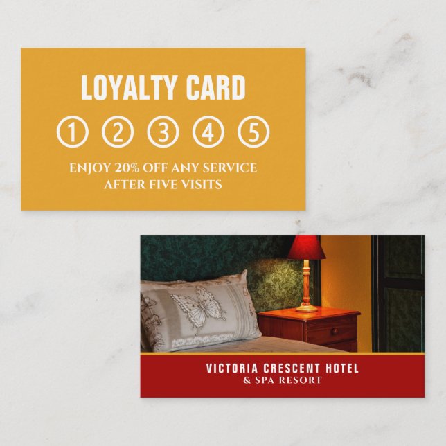 Hotel Room, Hotel Accommodation Business Loyalty Card (Front/Back)