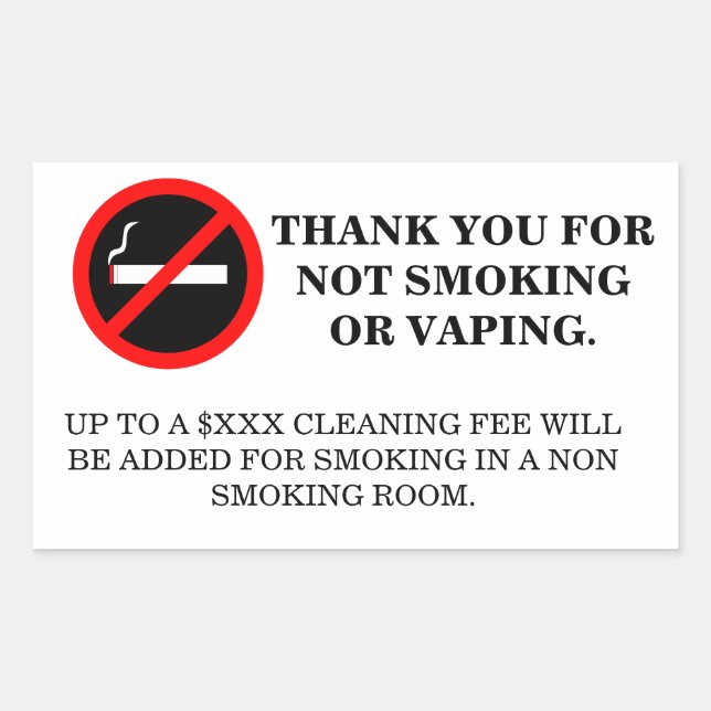 Hotel room no smoking no vaping sign sticker (Front)