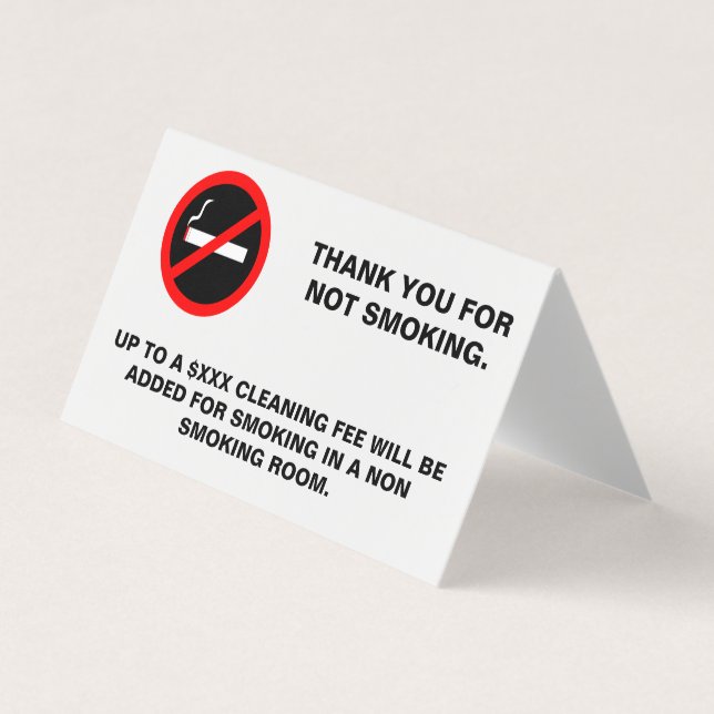 Hotel room no smoking sign rectangular sticker business card (Front)