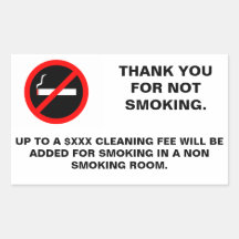 Hotel room no smoking sign