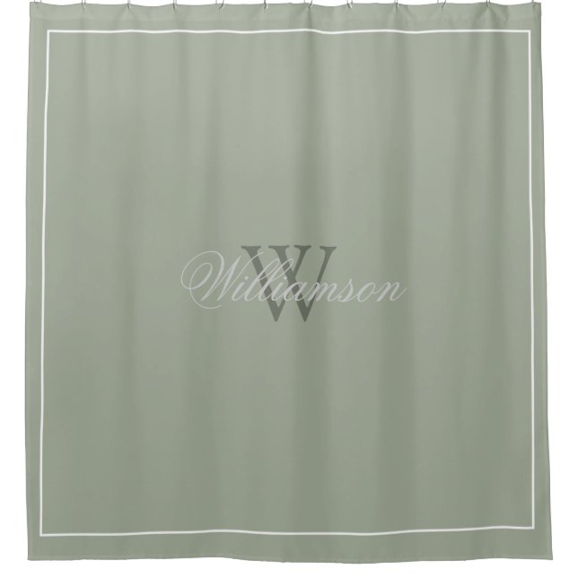 Hotel Style Desert Sage Green with Name & Monogram (Front)