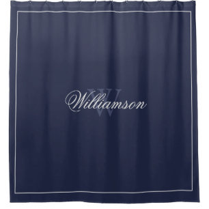 Hotel Style Name & Monogram in and Blues and Grey