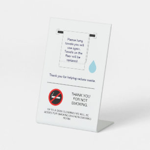 Hotel Towel and Smoking Sign 