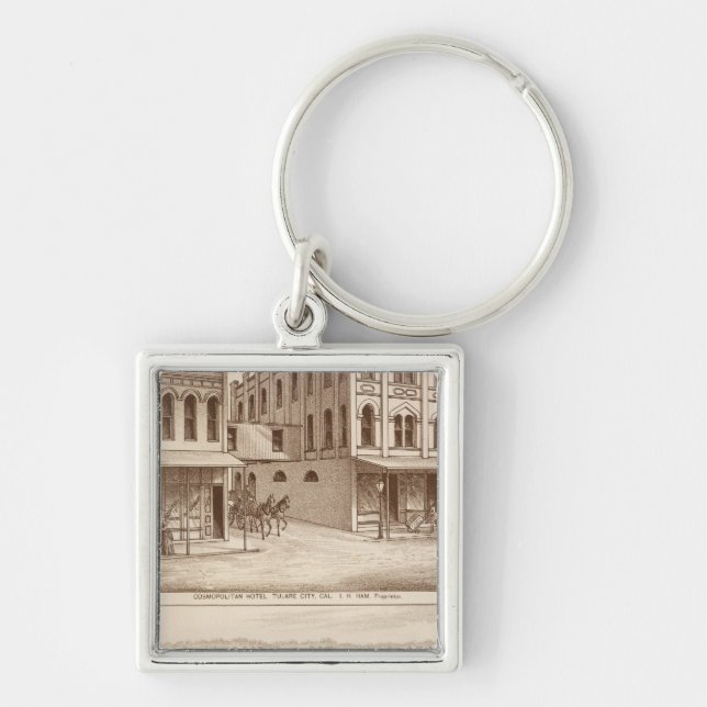 Hotel, vineyard, Tulare Keychain (Front)