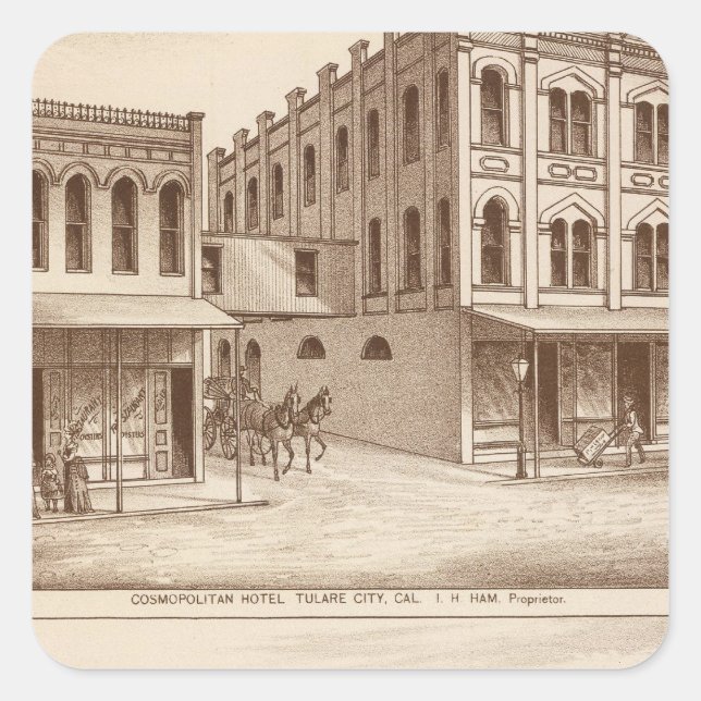 Hotel, vineyard, Tulare Square Sticker (Front)
