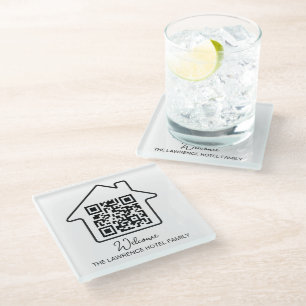 Hotel warming Gift Personalized WiFi QR Code Glass Coaster